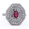 Bague 59 Bague Art déco - Bague en or blanc 18 ct avec rubis et diamants 58 Facettes AN111 (0079)