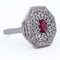 Bague 59 Bague Art déco - Bague en or blanc 18 ct avec rubis et diamants 58 Facettes AN111 (0079)