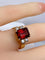 Bague 50 Bague en or jaune 18 carats au grenat et diamants 58 Facettes AB689