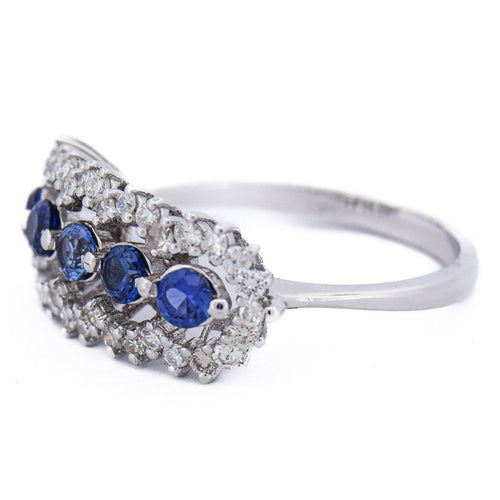 Bague 56 Bague en or blanc 18 ct avec saphirs et diamants 58 Facettes AN384 (5179)