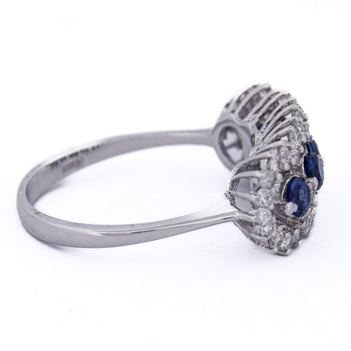Bague 56 Bague en or blanc 18 ct avec saphirs et diamants 58 Facettes AN384 (5179)