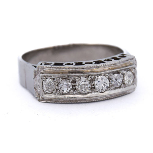 Bague 54 Bague Art déco en or blanc 18 ct avec diamants 58 Facettes AN517 (0749)