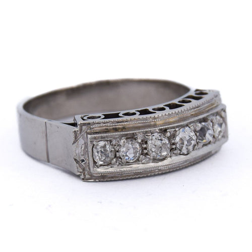 Bague 54 Bague Art déco en or blanc 18 ct avec diamants 58 Facettes AN517 (0749)