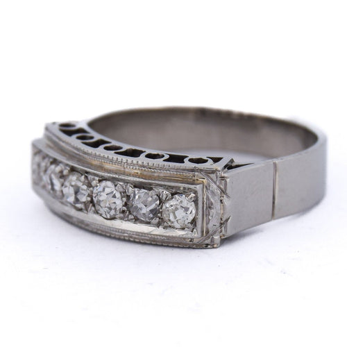 Bague 54 Bague Art déco en or blanc 18 ct avec diamants 58 Facettes AN517 (0749)