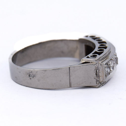 Bague 54 Bague Art déco en or blanc 18 ct avec diamants 58 Facettes AN517 (0749)