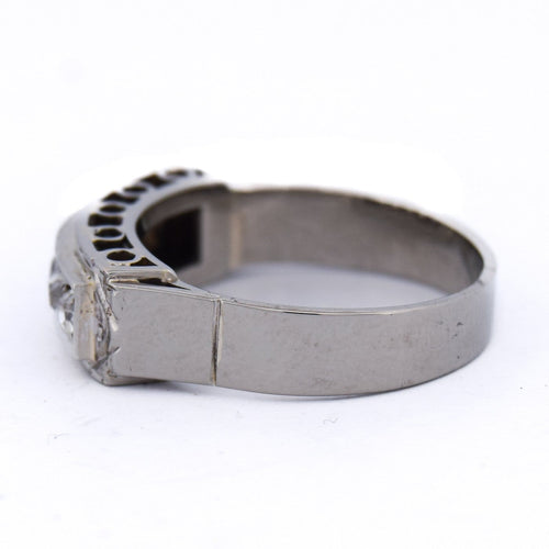 Bague 54 Bague Art déco en or blanc 18 ct avec diamants 58 Facettes AN517 (0749)