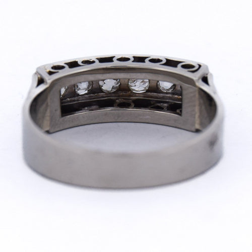 Bague 54 Bague Art déco en or blanc 18 ct avec diamants 58 Facettes AN517 (0749)