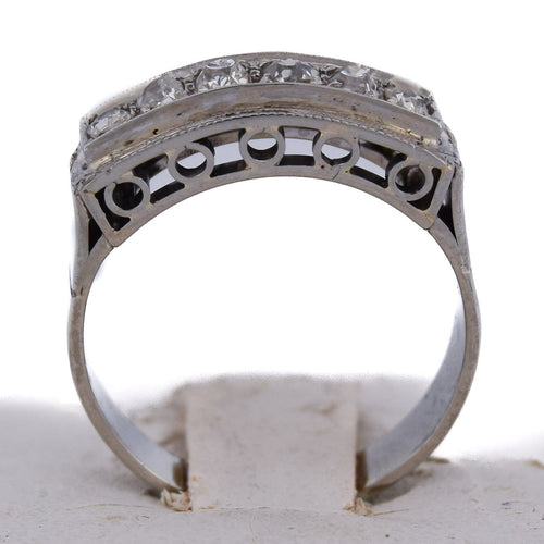 Bague 54 Bague Art déco en or blanc 18 ct avec diamants 58 Facettes AN517 (0749)