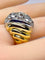 Bague 56 Bague godronnée en or jaune 18 carats et platine avec diamants 58 Facettes AB690