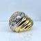 Bague 56 Bague godronnée en or jaune 18 carats et platine avec diamants 58 Facettes AB690