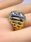Bague 56 Bague godronnée en or jaune 18 carats et platine avec diamants 58 Facettes AB690