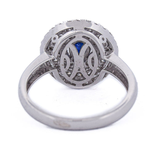 Bague 54 Bague - Or blanc 18 ct avec saphir et diamants 58 Facettes AN551 (0089)