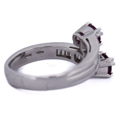Bague 55 Bague vintage en or blanc 18 ct avec rubis et diamants 58 Facettes AN590 '(00119)