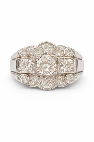 Bague 56 Bague tank Art déco en platine 850 et diamants 58 Facettes BAGUE-LP1850