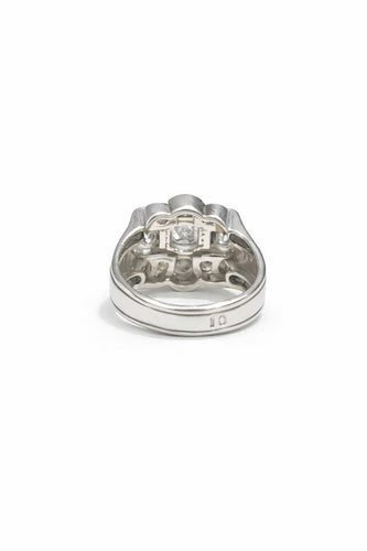 Bague 56 Bague tank Art déco en platine 850 et diamants 58 Facettes BAGUE-LP1850