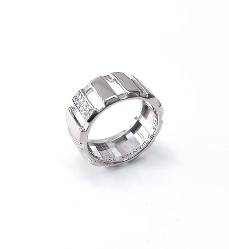 Bague 55 Chaumet Class One - Bague bandeau ajourée en or blanc et diamants 58 Facettes CHAUM-CLAS1-2047