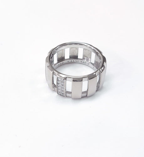 Bague 55 Chaumet Class One - Bague bandeau ajourée en or blanc et diamants 58 Facettes CHAUM-CLAS1-2047