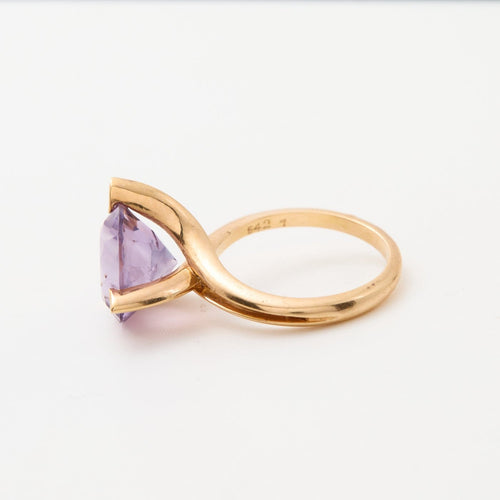 Bague 54 Bague améthyste en or jaune 18K, monture croisée 58 Facettes BAGUE-LP1676