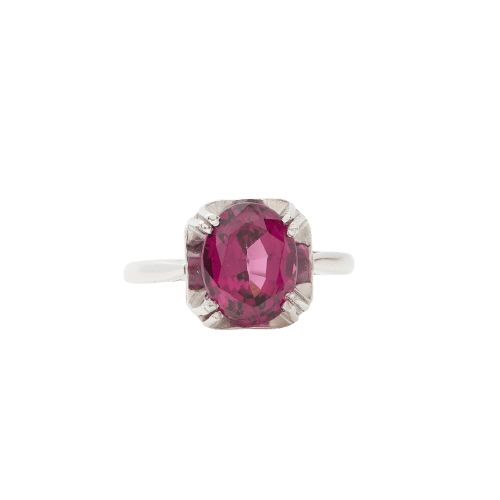 Bague 53 Bague sertie d’un grenat rhodolite ovale en or gris 18K 58 Facettes BAGUE-LP1827
