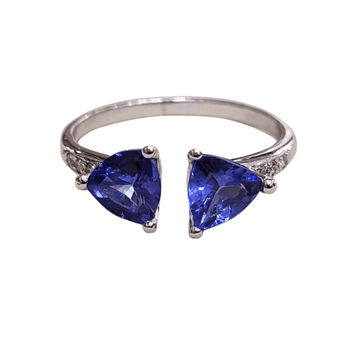 Bague 55 Bague tanzanites et diamants en or blanc 18k 58 Facettes S473
