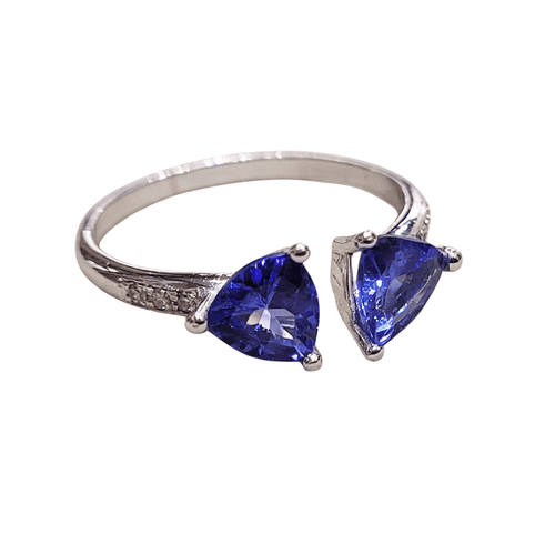 Bague 55 Bague tanzanites et diamants en or blanc 18k 58 Facettes S473