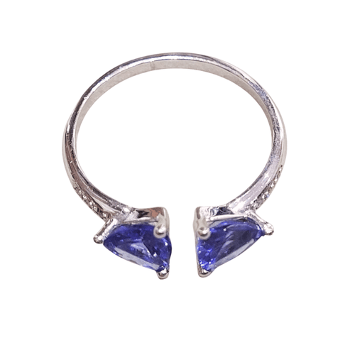 Bague 55 Bague tanzanites et diamants en or blanc 18k 58 Facettes S473