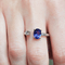 Bague 54 Bague en or blanc 18k avec tanzanite et diamant brillant 58 Facettes S474