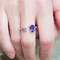 Bague 54 Bague en or blanc 18k avec tanzanite et diamant brillant 58 Facettes S474