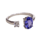 Bague 54 Bague en or blanc 18k avec tanzanite et diamant brillant 58 Facettes S474