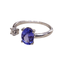 Bague 54 Bague en or blanc 18k avec tanzanite et diamant brillant 58 Facettes S474