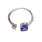 Bague 54 Bague en or blanc 18k avec tanzanite et diamant brillant 58 Facettes S474