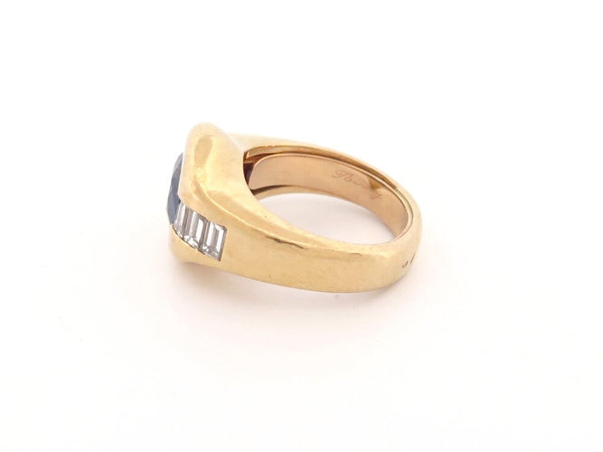 Bague 57 Poiray - Bague en or jaune 18k avec saphir et diamants baguette, T57 58 Facettes 273906