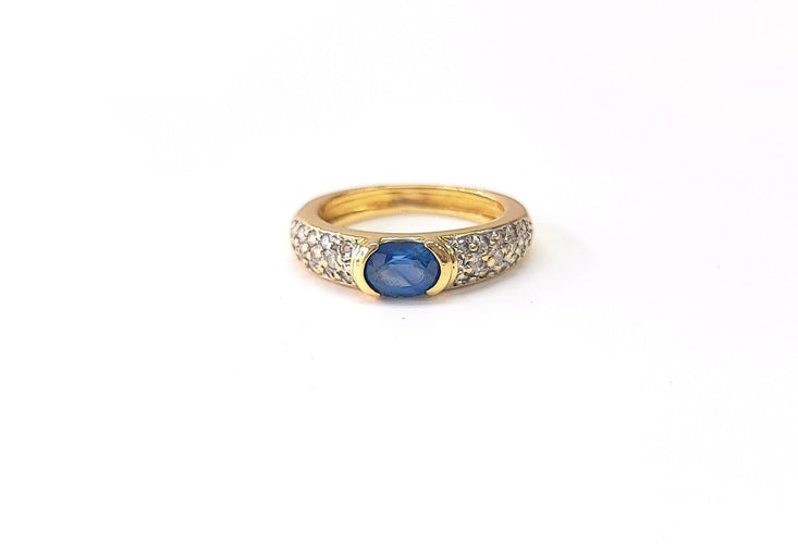 Bague 52 Bague jonc en or jaune 18K avec saphir et diamants 58 Facettes Bag.Jonc.Saph-2047