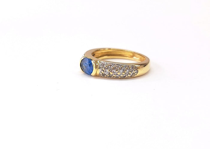 Bague 52 Bague jonc en or jaune 18K avec saphir et diamants 58 Facettes Bag.Jonc.Saph-2047