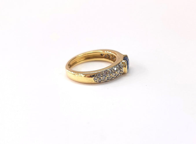 Bague 52 Bague jonc en or jaune 18K avec saphir et diamants 58 Facettes Bag.Jonc.Saph-2047
