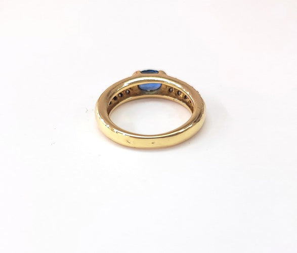 Bague 52 Bague jonc en or jaune 18K avec saphir et diamants 58 Facettes Bag.Jonc.Saph-2047
