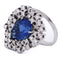 Bague 54 Bague en or blanc 18 kt avec saphir poire et diamants 58 Facettes AN P8 (05229)
