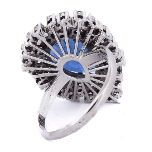 Bague 54 Bague en or blanc 18 kt avec saphir poire et diamants 58 Facettes AN P8 (05229)