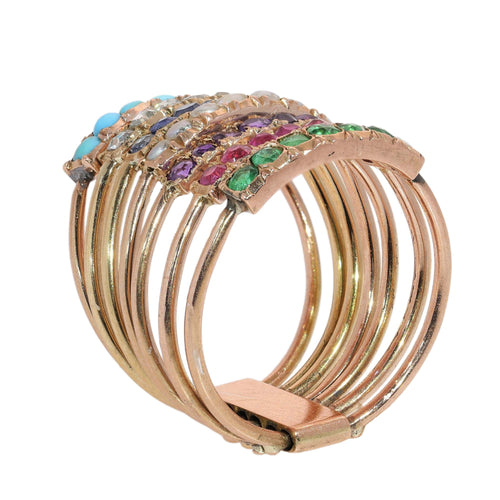 Bague 53 Bague harem victorienne à sept anneaux de pierres précieuses, vers 1890 58 Facettes 26026-0224