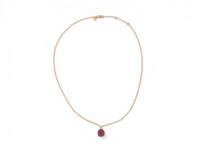 Collier Pomellato Nudo Classique - Collier pendentif grenat en or rose et diamants 58 Facettes 273904