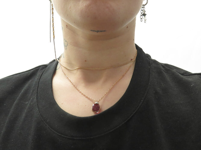 Collier Pomellato Nudo Classique - Collier pendentif grenat en or rose et diamants 58 Facettes 273904