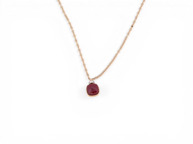 Collier Pomellato Nudo Classique - Collier pendentif grenat en or rose et diamants 58 Facettes 273904