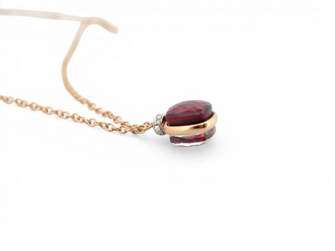 Collier Pomellato Nudo Classique - Collier pendentif grenat en or rose et diamants 58 Facettes 273904
