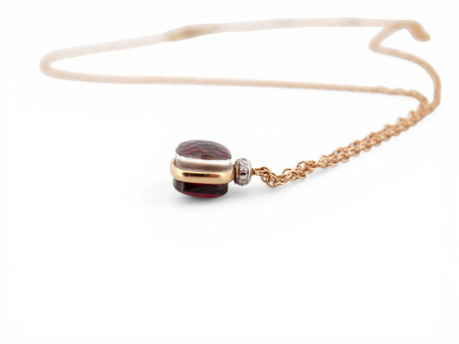 Collier Pomellato Nudo Classique - Collier pendentif grenat en or rose et diamants 58 Facettes 273904