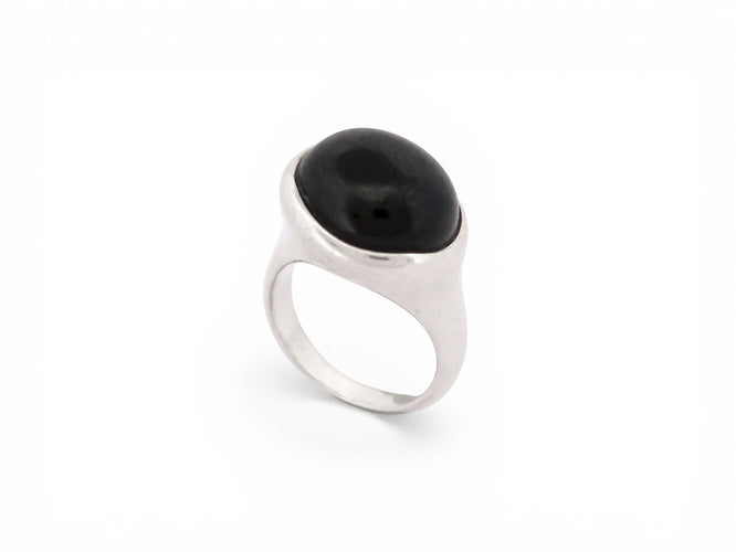 Bague 55 Tiffany & Co Elsa Peretti - Bague cabochon en argent 925 et jade noir 58 Facettes 273865