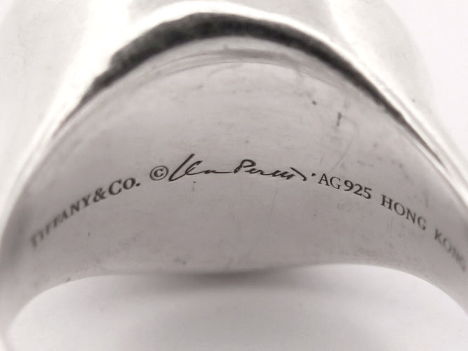 Bague 55 Tiffany & Co Elsa Peretti - Bague cabochon en argent 925 et jade noir 58 Facettes 273865