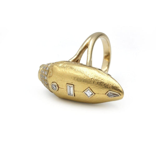 Bague 54 Bibi van der Velden Scarabée - Bague en or jaune avec diamants et tsavorites 58 Facettes 250368R