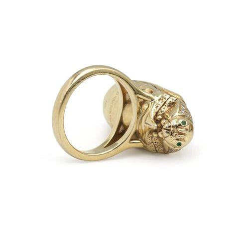 Bague 54 Bibi van der Velden Scarabée - Bague en or jaune avec diamants et tsavorites 58 Facettes 250368R