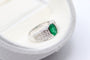 Bague 56 Bague jonc émeraude en or blanc 750 pavée de diamants 58 Facettes 250409