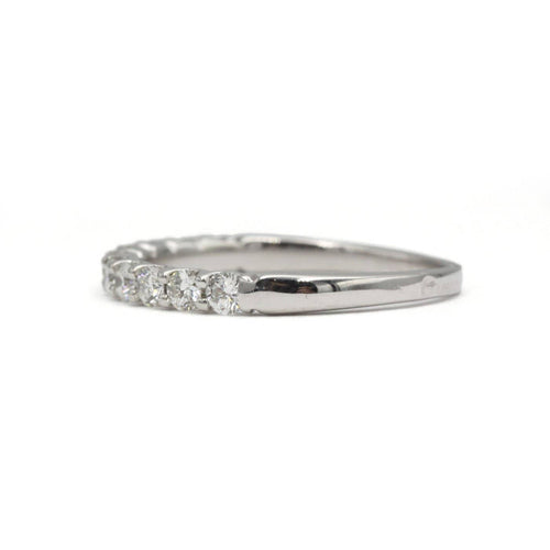 Bague 55 Demi-alliance - Bague en or blanc 750 sertie de diamants 58 Facettes 260081R